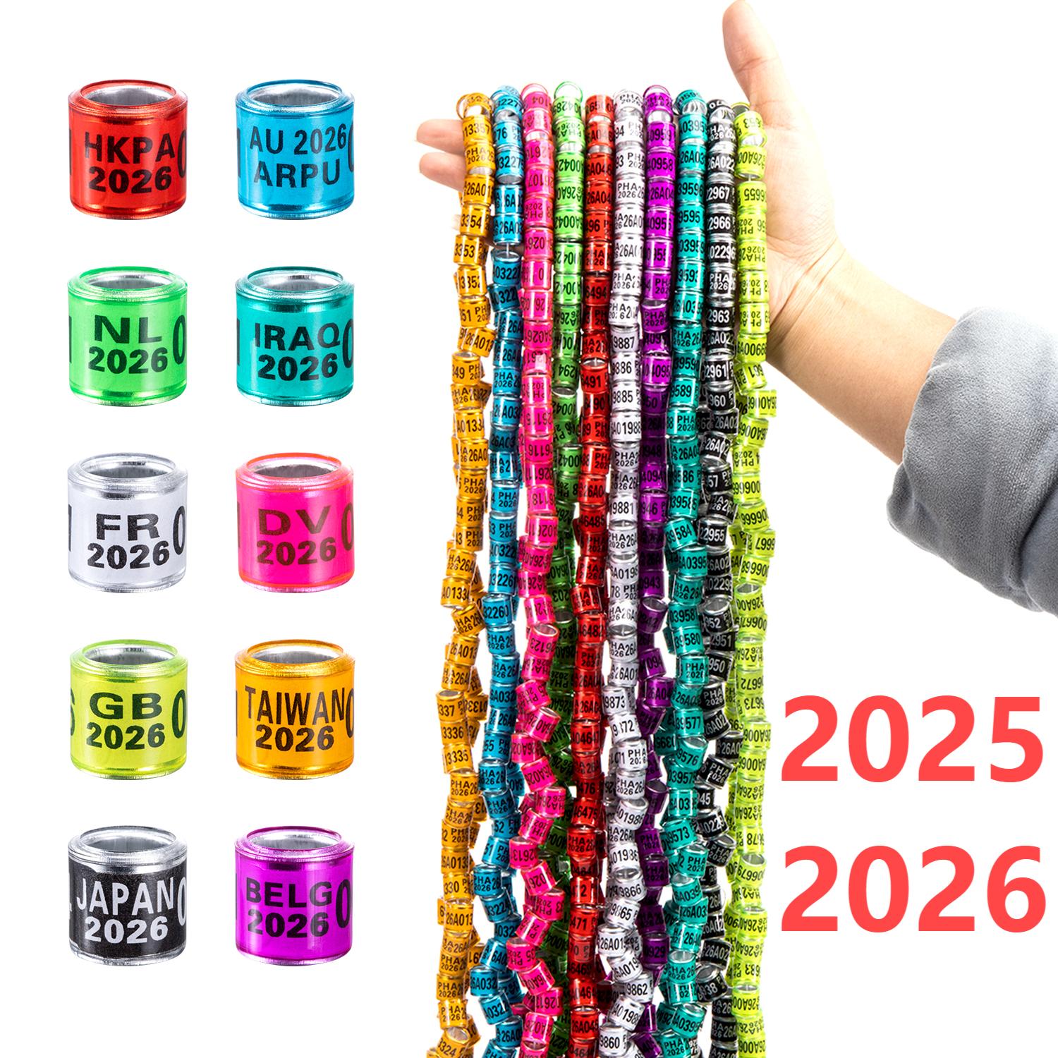100Pcs 2026 Pigeon Foot Ring ID8mm Country Code Parrot Foot Ring Racing ...