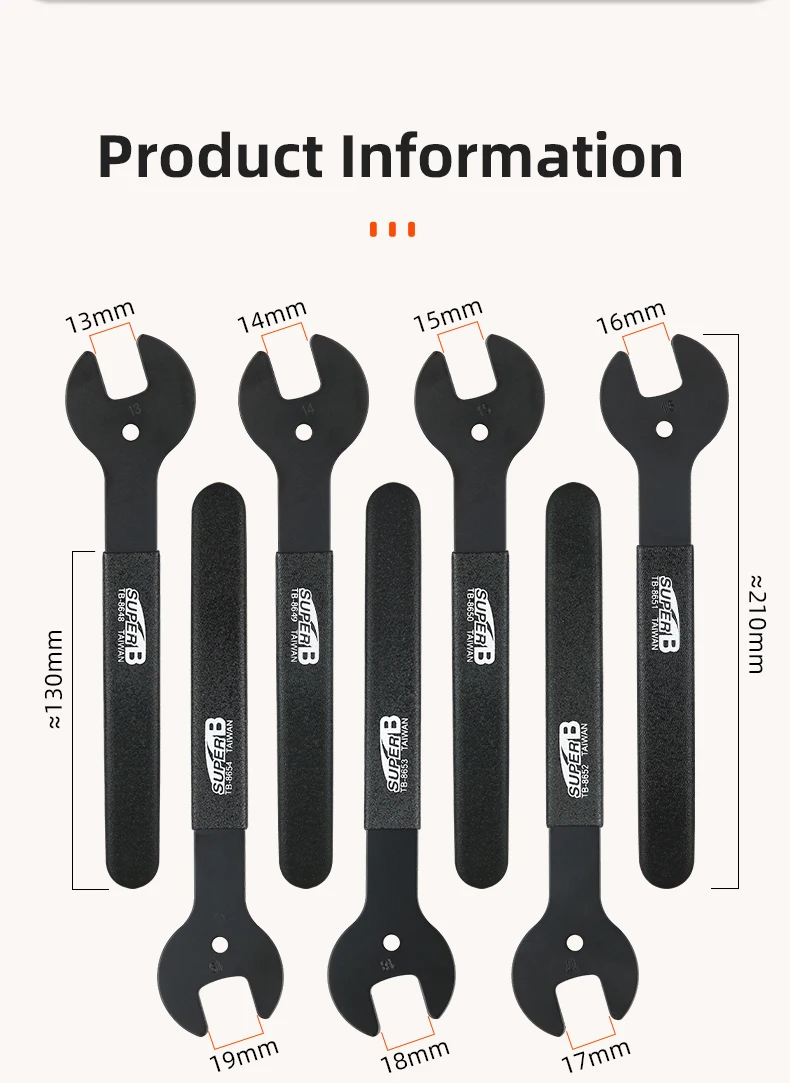 Super B Bicycle Tools Hub Cone Spanner 13-19mm Spec MTB Road Bike Hub ...