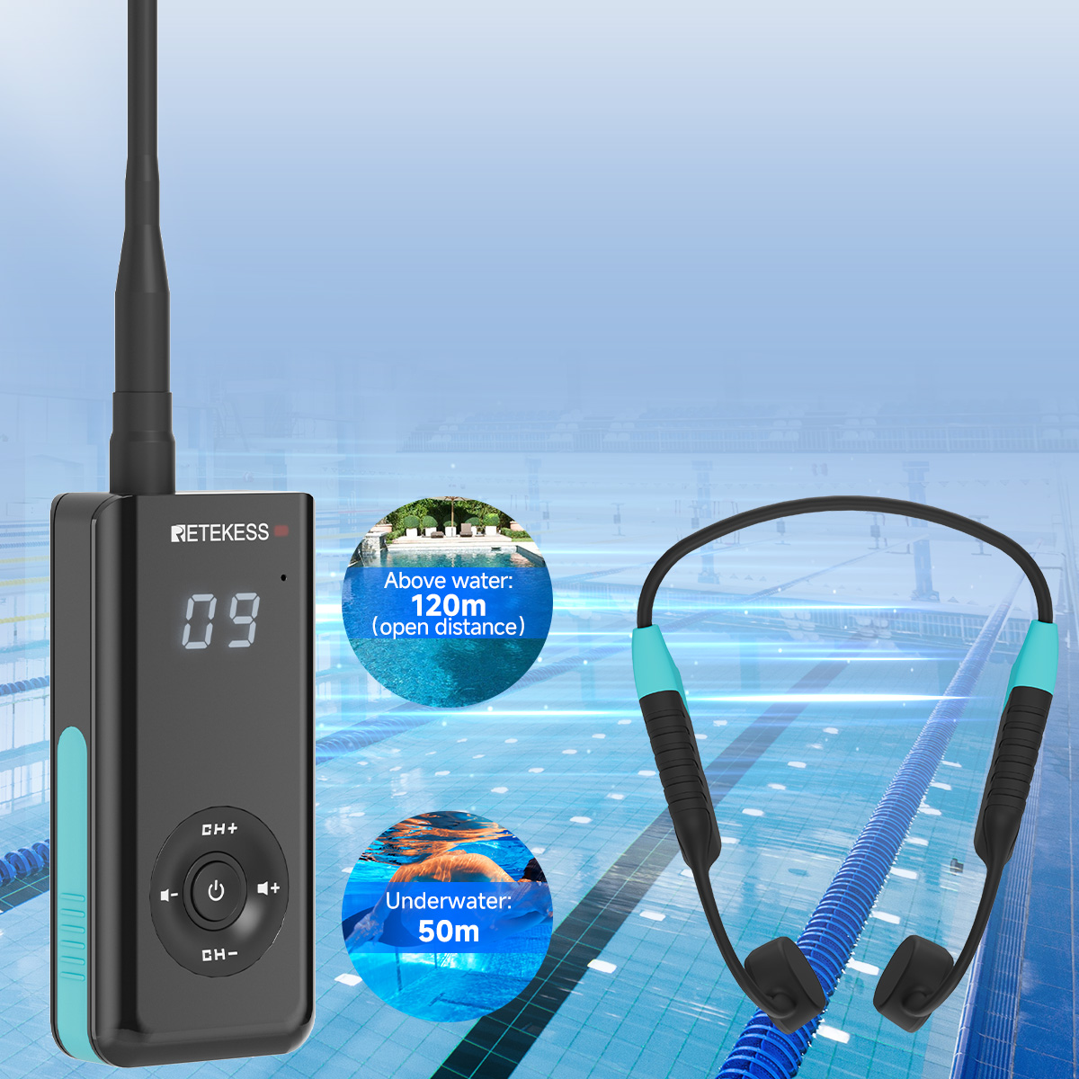 Retekess TT120 Bone Conduction Communications Systems for Swimming ...