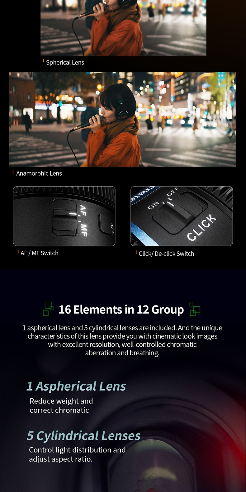 SIRUI 40mm S35 Frame Autofocus Anamorphic Lens Cine