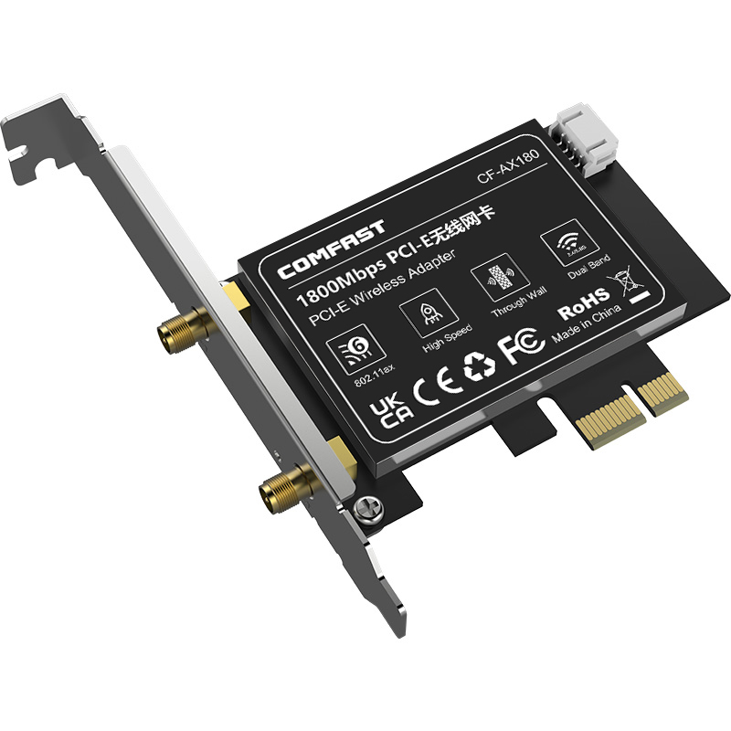 Fenvi FV-AX900 Pro WiFi 6 PCIe Card – Low Profile, Bluetooth 5.4, Dual Antennas, Red Heatsink