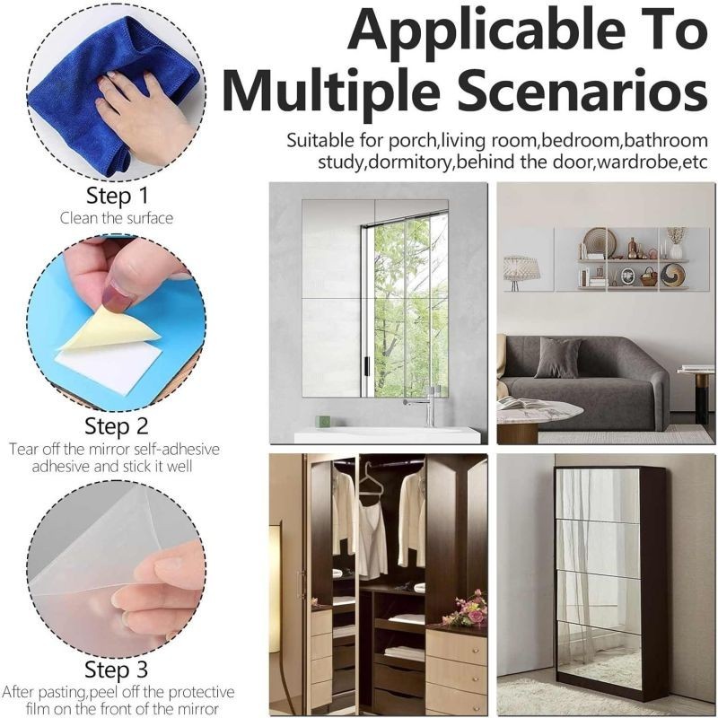 Acrylic Mirror Full body mirror Bathroom mirror sticker wall Pasting ...