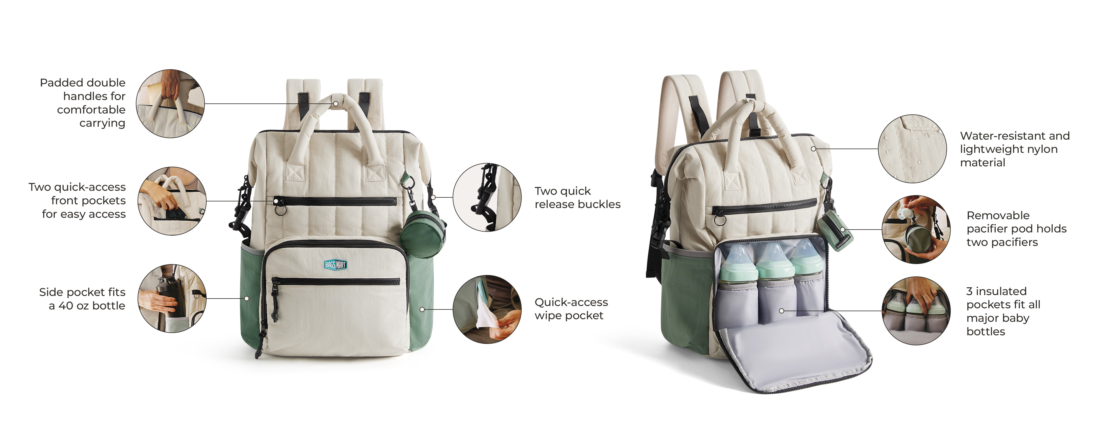 BAGSMART Mommy Backpack Large Capacity Baby Travel Backpack Outdoor ...