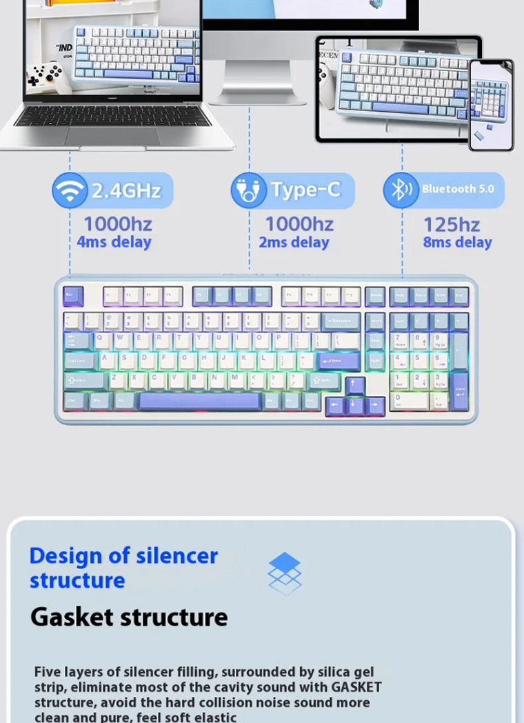 EPOMAKER TH99 Wireless three-mode Bluetooth hot-swappable keyboard ...