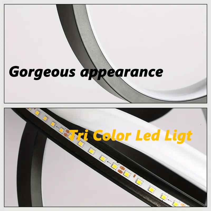 LED Tri Color Ceiling Light Square Modern Dimmable Simple Chandelier ...