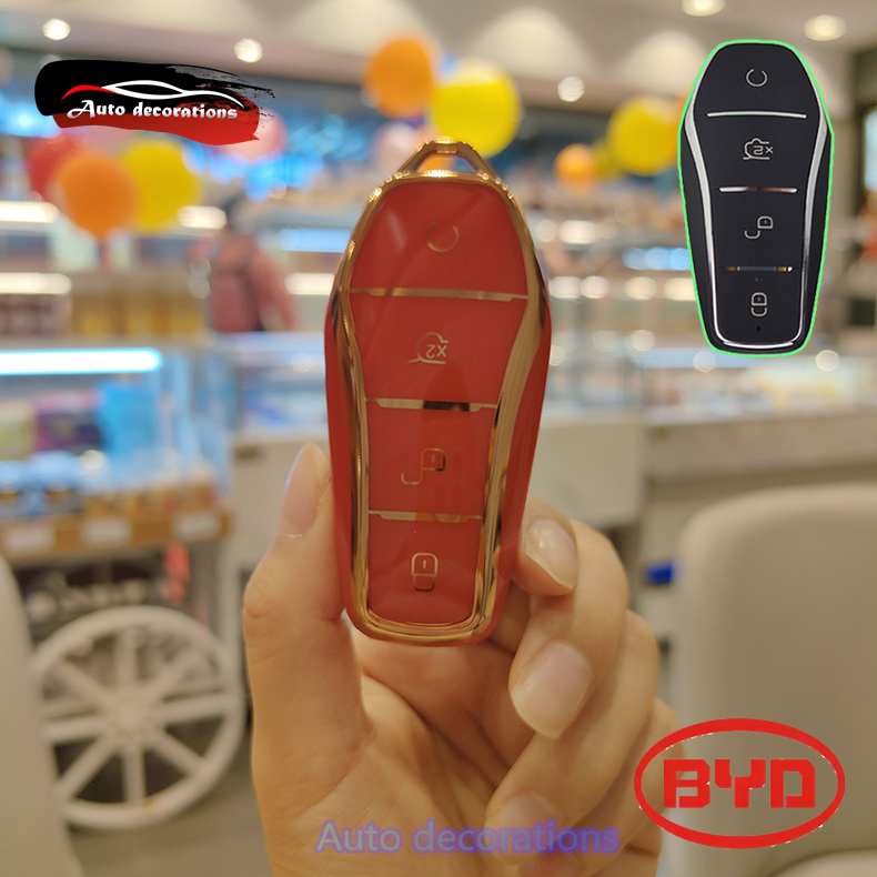 BYD Car keychain gold edge suitable For BYD seagull Dolphin / BYD Atto ...