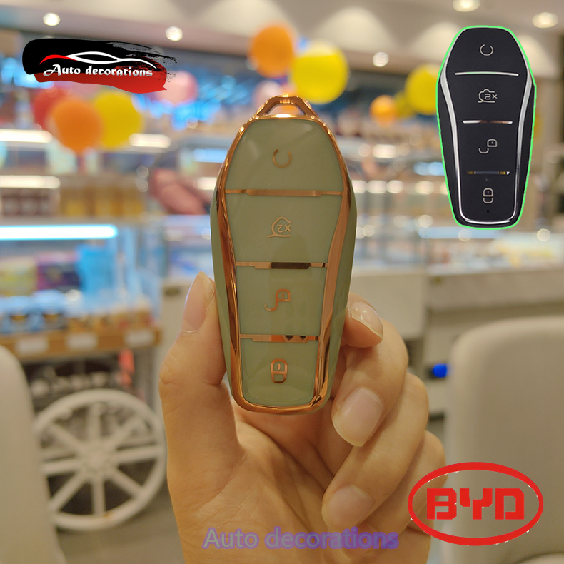 BYD Car keychain gold edge suitable For BYD seagull Dolphin / BYD Atto ...