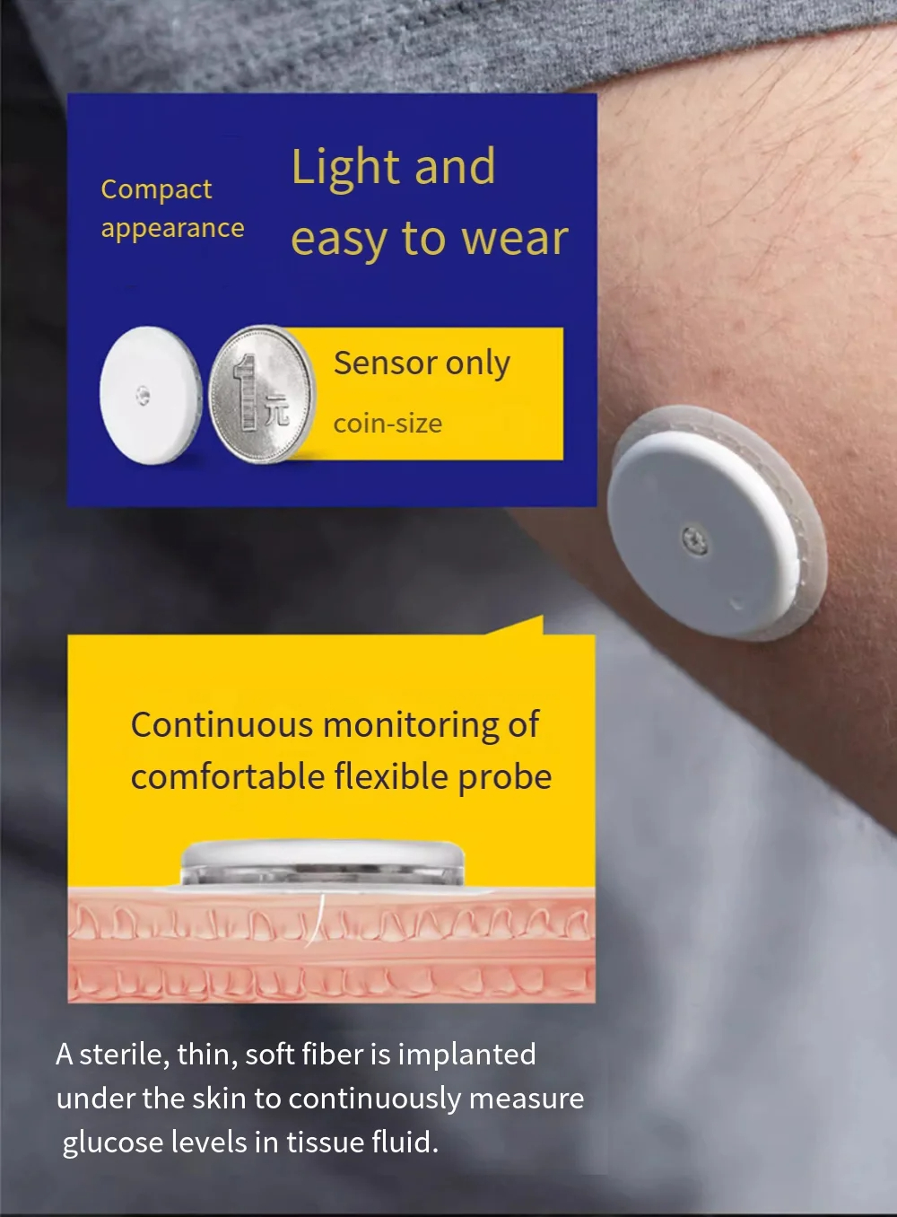Freestyle Libre2 24-hour real-time monitoring blood glucose sensor ...