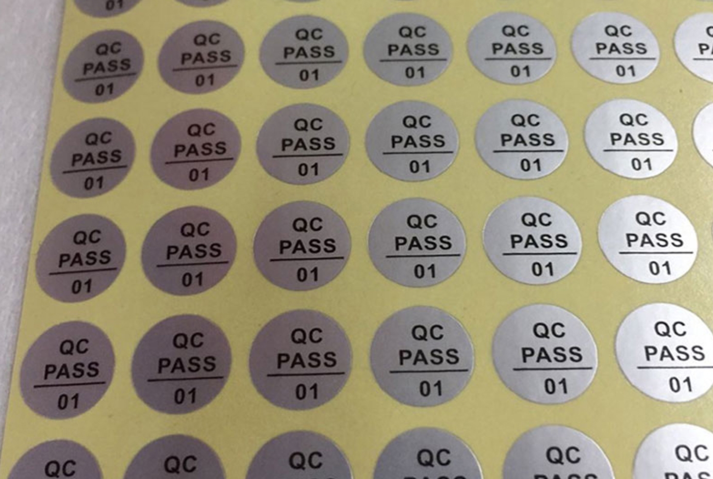 2000 pcs qcpass sticker silver pet qc pass round label quality ...