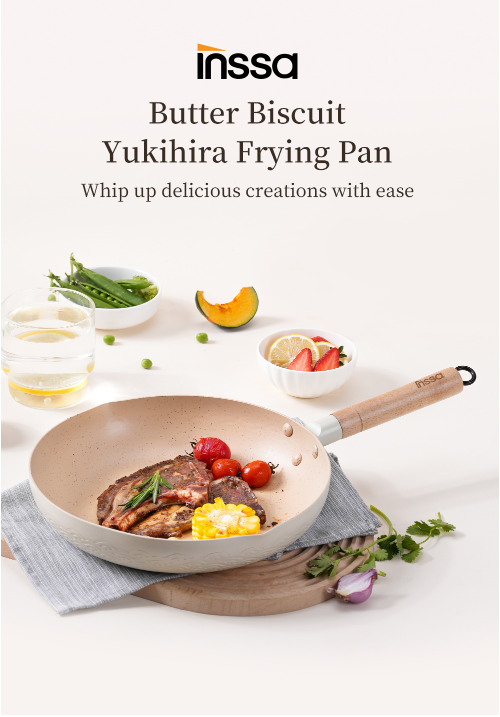 Simplus 26cm Frying Pan Wok Non Stick PFOA Free With Wooden Handle ...