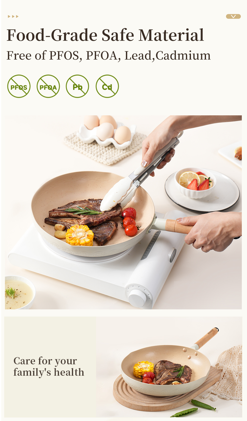 Simplus 26cm Frying Pan Wok Non Stick PFOA Free With Wooden Handle ...