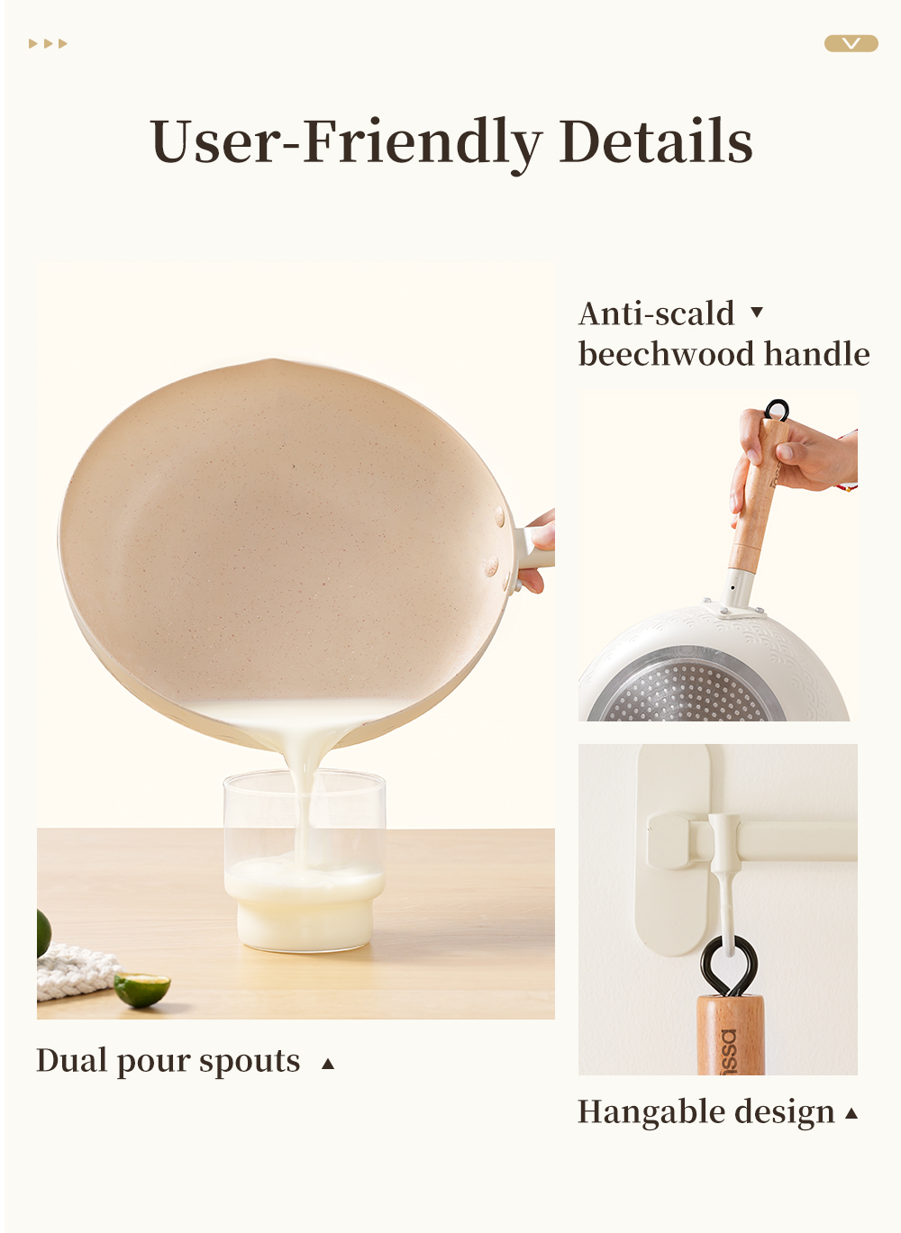 Simplus 26cm Frying Pan Wok Non Stick PFOA Free With Wooden Handle ...