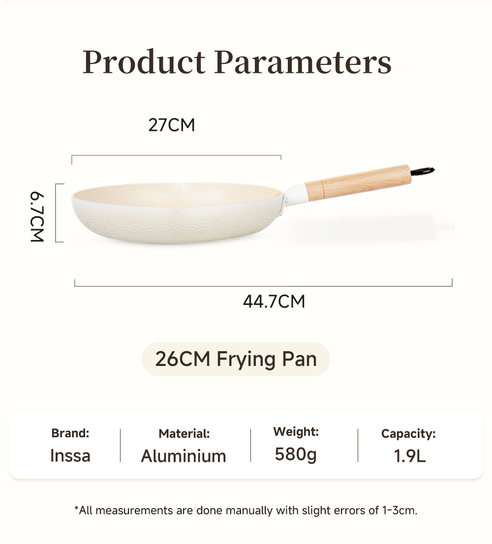 Simplus 26cm Frying Pan Wok Non Stick PFOA Free With Wooden Handle ...