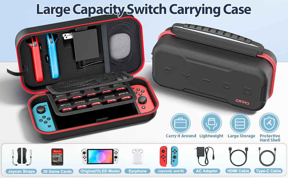 OIVO Large Capacity Carrying Case For Nintendo Switch & Switch OLED ...
