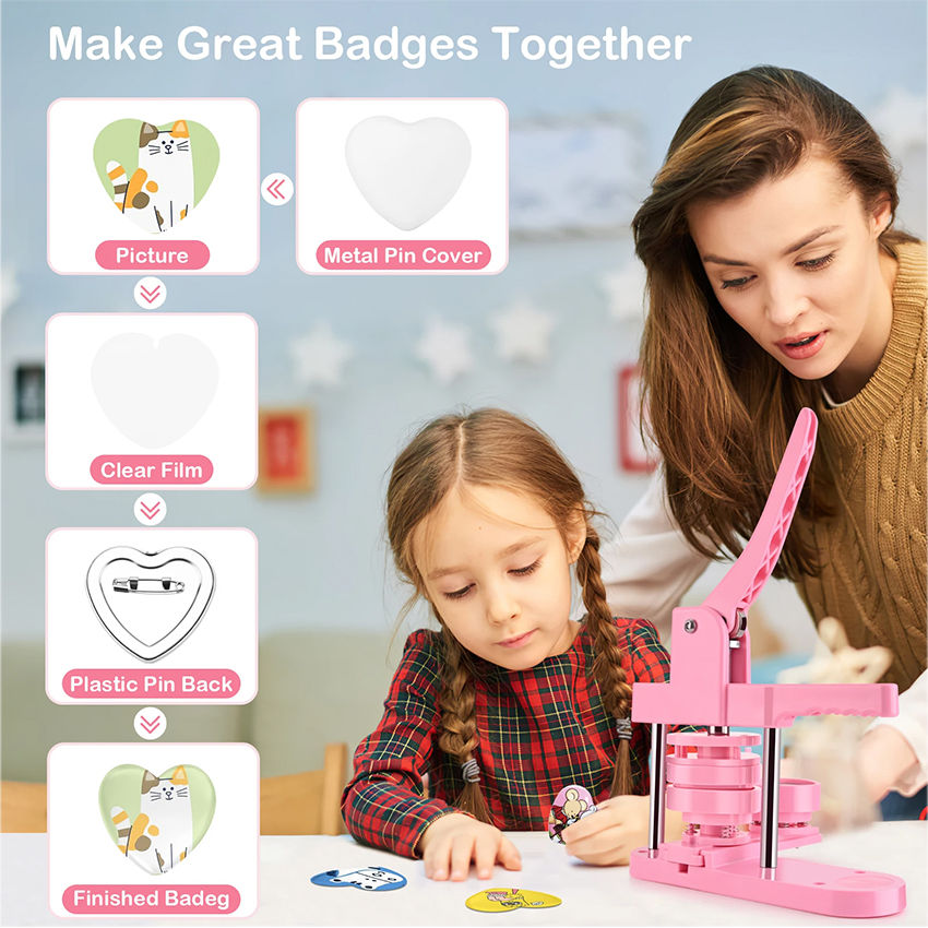 [Local delivery] Heart manual button maker badge making machine with ...
