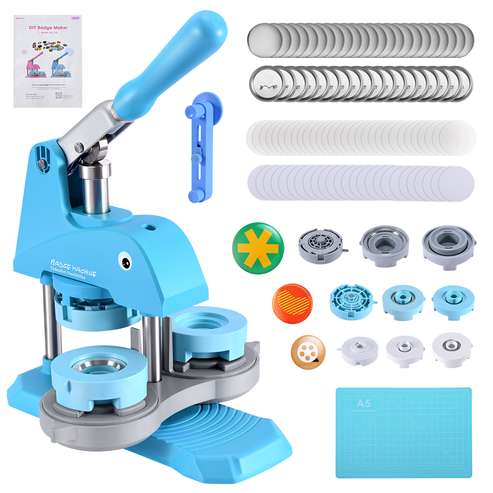 [Local delivery] Button Badge Maker Machine, 25+32+58mm 3 Molds DIY Pin ...