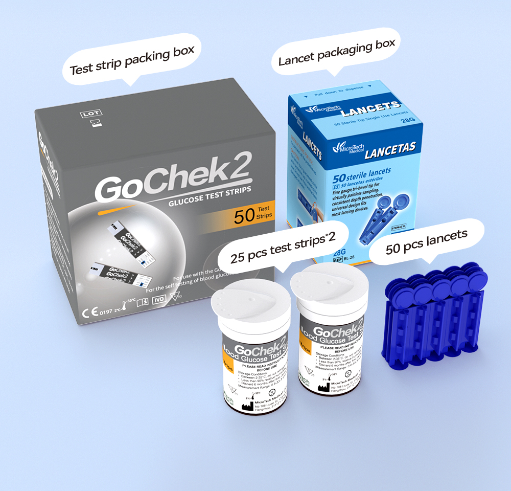 Microtech Gochek2 Blood Glucose Meter Sugar Monitor Test Strips ...