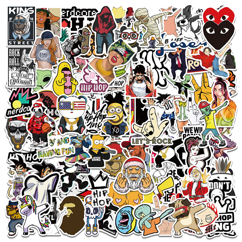 50pcs Quirky Hip Hop Decoration Notebook Handbook Luggage Guitar ...