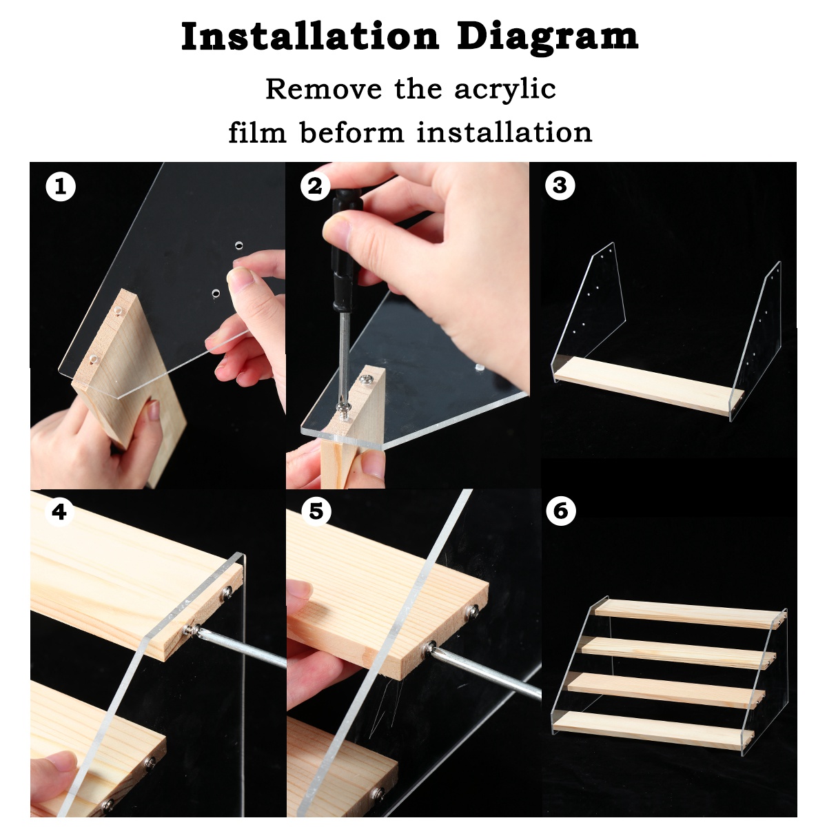 2/3/4/5Tier Wooden Ladder Acrylic Display Rack Cosmetic Perfume ...