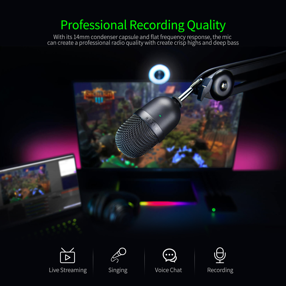 RAZER Seiren Mini USB Microphone Ultra Compact Condenser Streaming Mic ...
