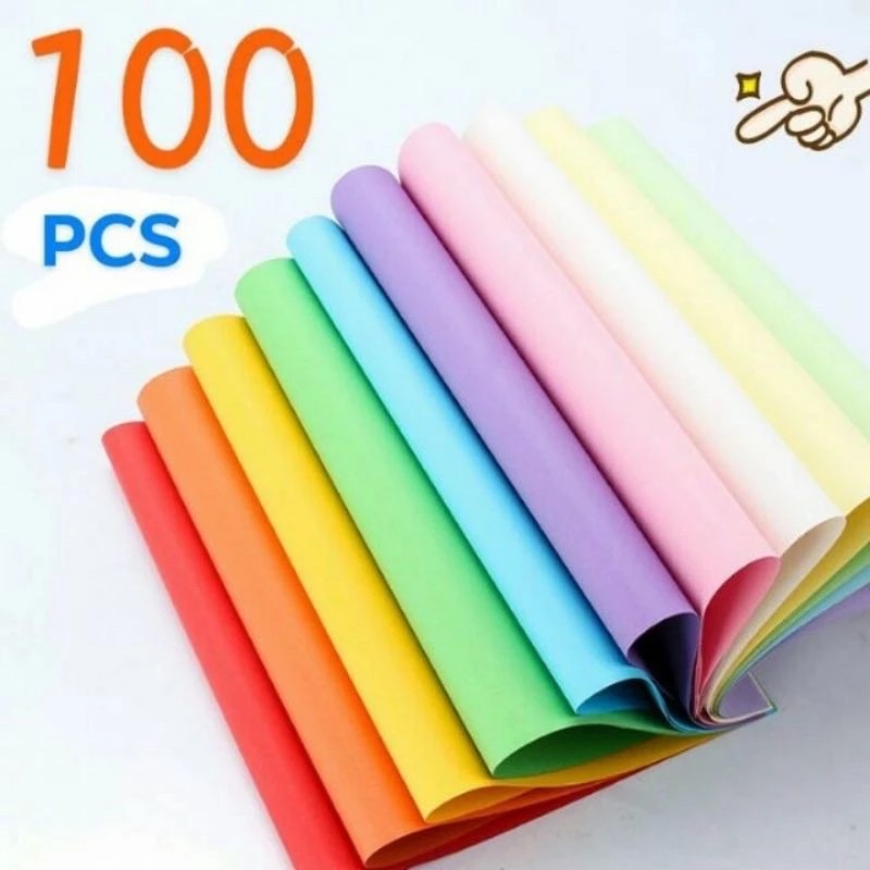 CLICK SHOPE A4 Colored Paper 100 Sheets Origami Paper Double Sided ...