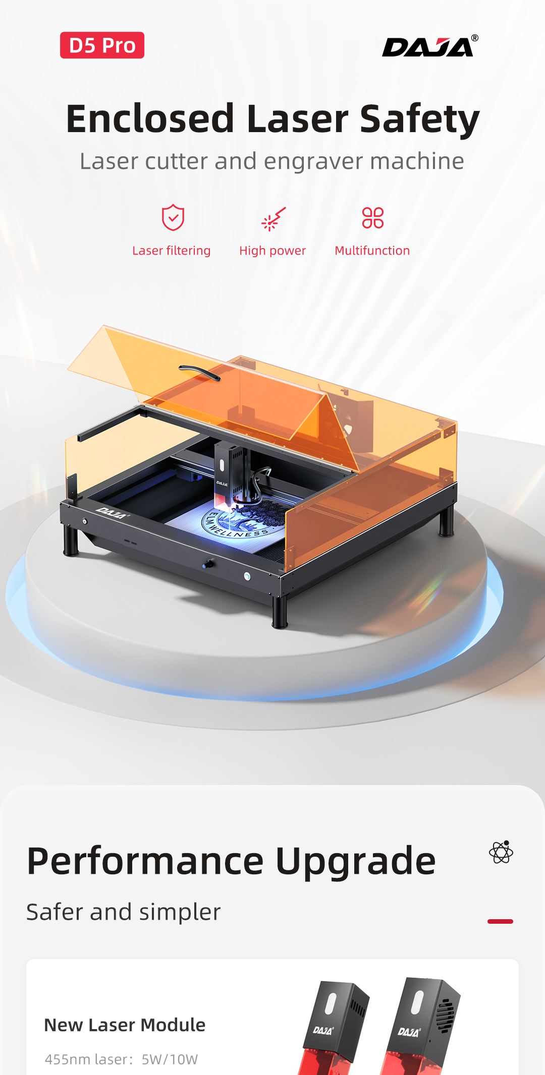 DAJA D5 Pro 10W Laser Engraver Machine Metal Stainless Steel Carving ...