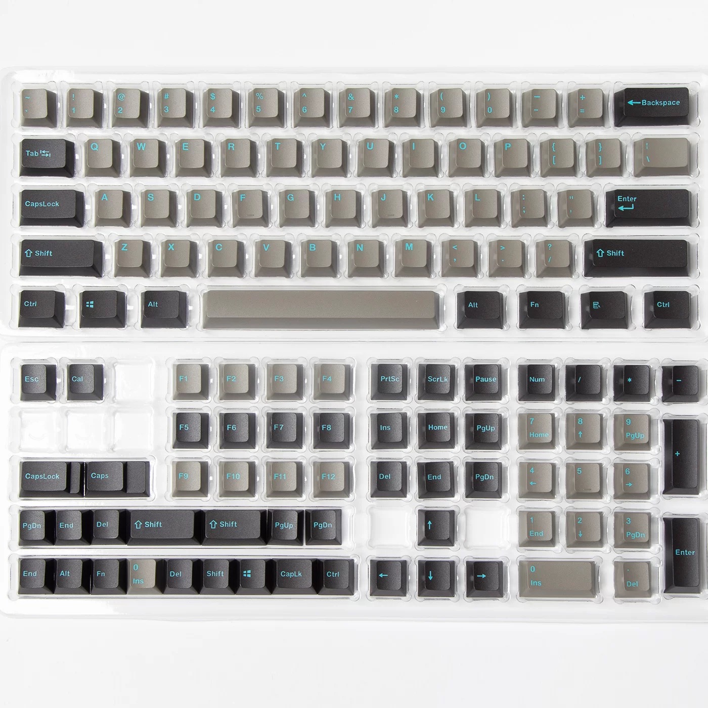 Graphite Cyan keycaps 123 keys PBT OEM profile Doubleshot keycaps for ...