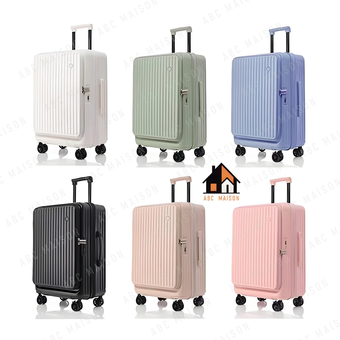 ABC MAISON 20/24 inch Front Open Luggage Travel Bag with Cup Holder ...