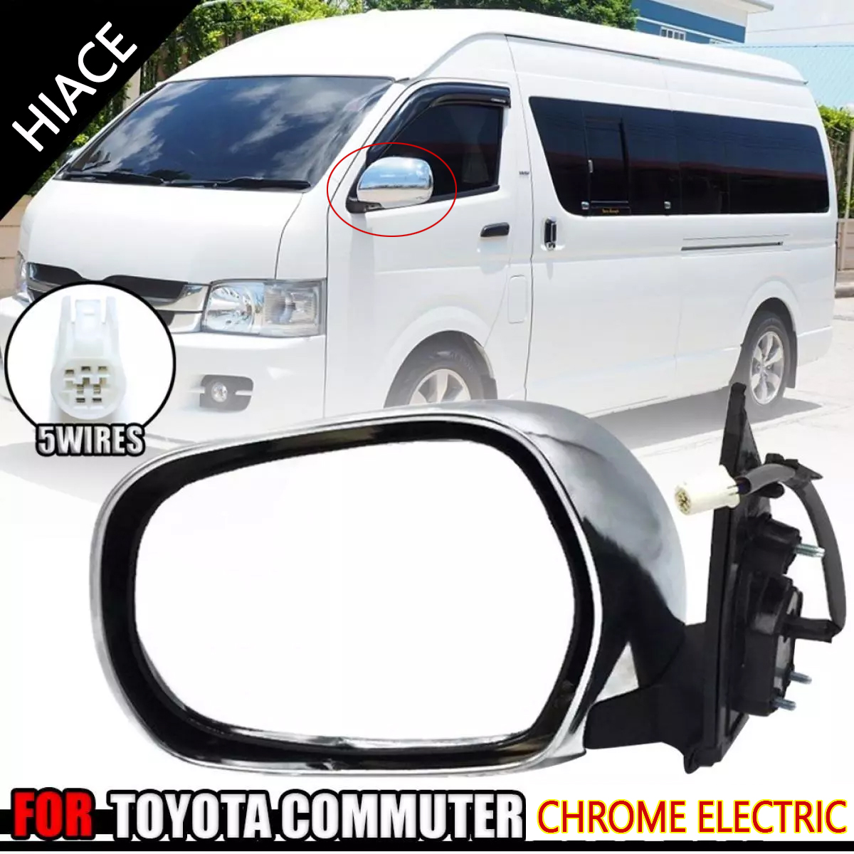 Electric Side Mirror Toyota HIACE SUPER GRANDIA D4D 2004-2018 Rearview ...