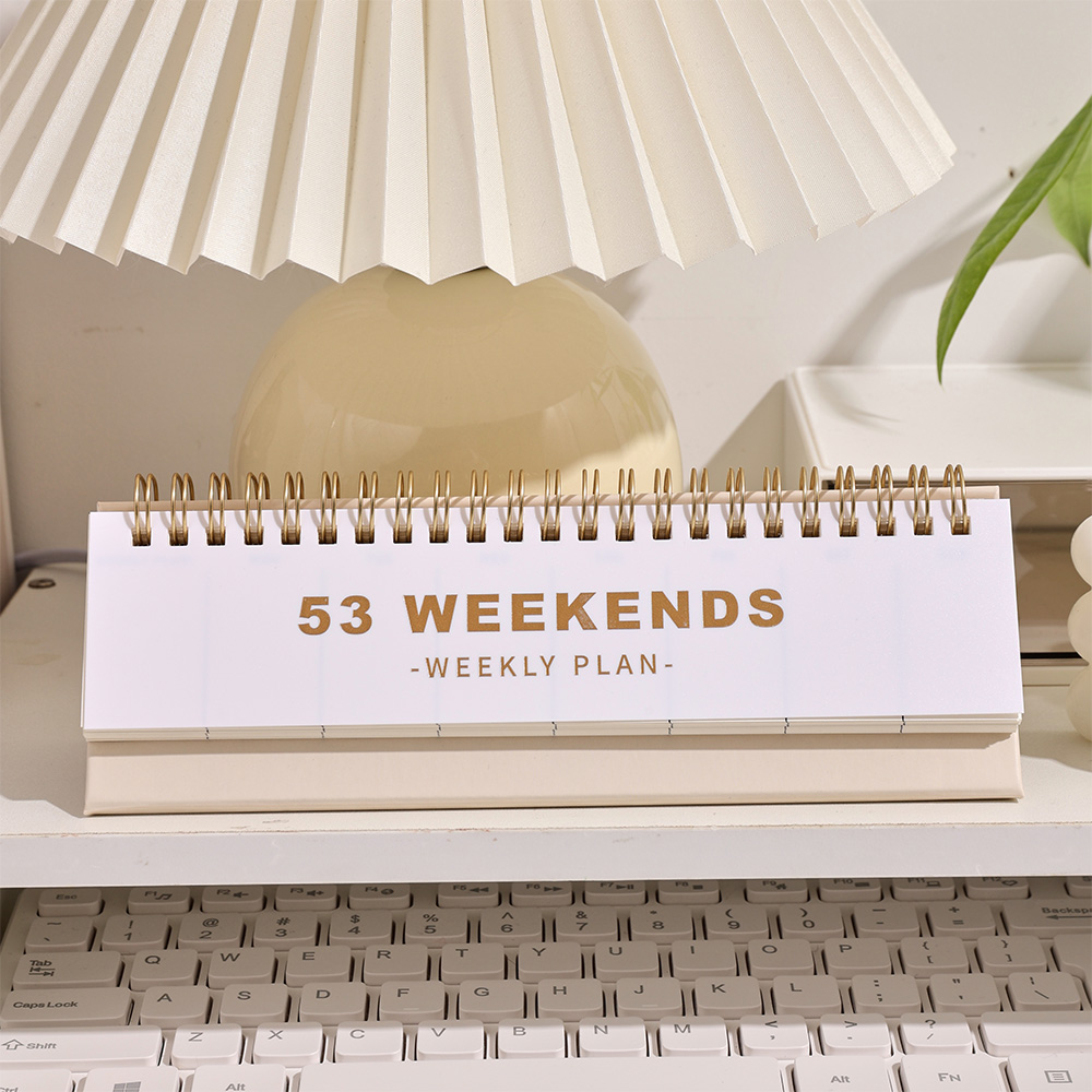 53 sheets White Simple Horizontal 53 Weekends Weekly Plan Undated Coil ...