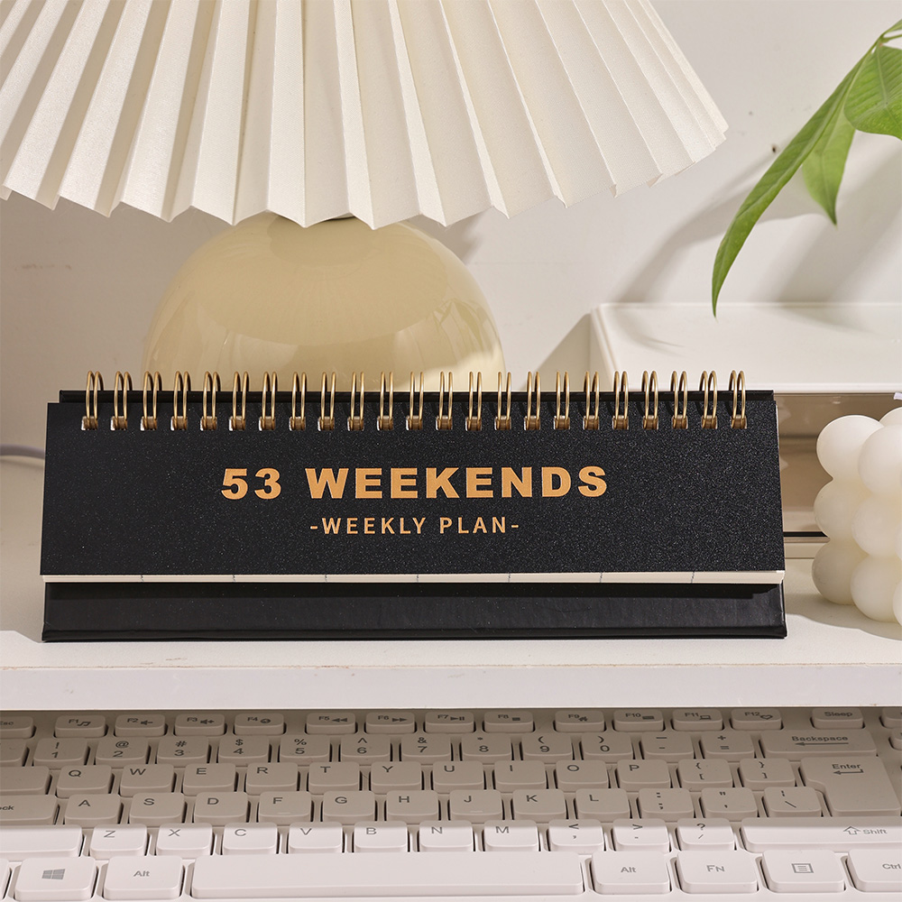 53 sheets White Simple Horizontal 53 Weekends Weekly Plan Undated Coil ...