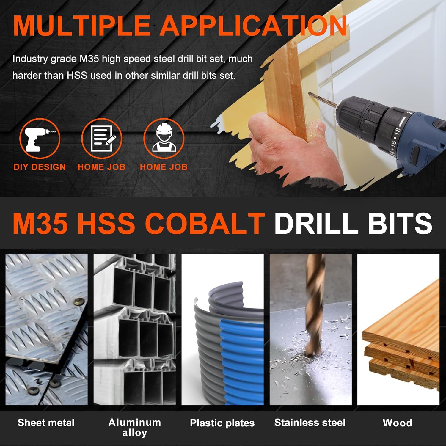 13/21/29pcs (1/16-1/2") HSS Cobalt Drill Bit Set Heavy Duty, 5% M35 ...