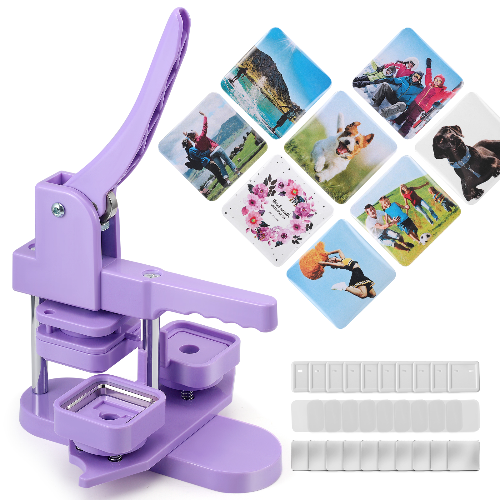 [Local delivery] 50mmx50mm Square Badge Machine With Pin Consumables ...