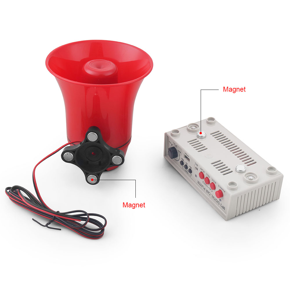 Multi-sound Truck Horn 12V Car Horn With 7 Sounds & Microphone - 130dB Musical Horn For Truck, Police & Emergency Use Custom Car Horn Kits