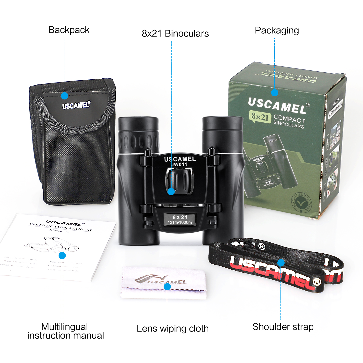 USCAMEL HD 8x21 Binoculars Telescope Outdoor Mountaineering Concert ...