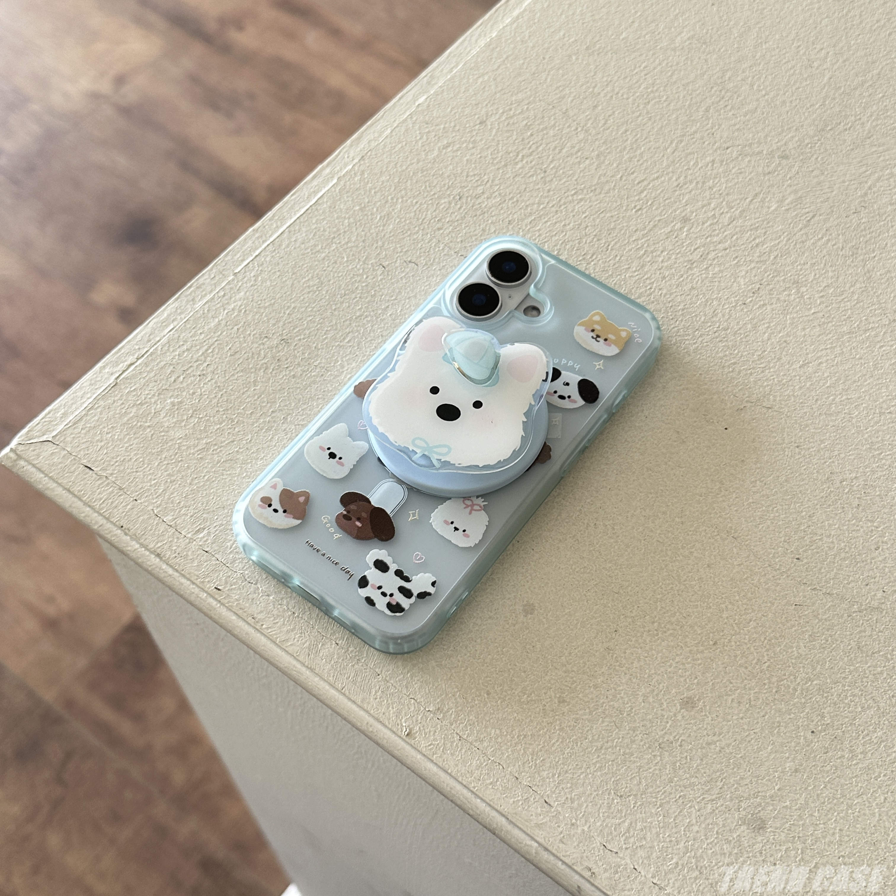 Cute Magnetic Transparent Cartoon Animal Puppy Bracket for iPhone 16 15 ...