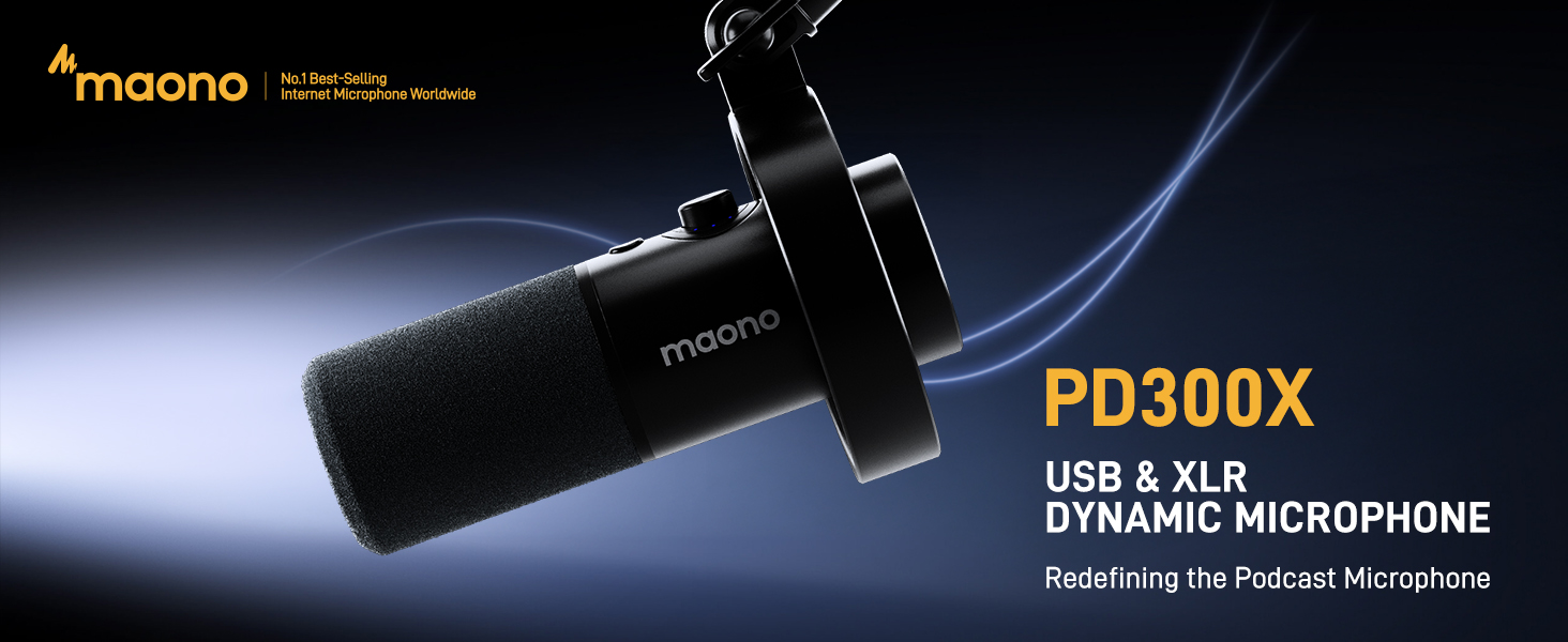 Micrô động Maono PD300X XLR / USB Chế độ kép Podcast Mic ghi âm phòng thu chuyên nghiệp với ứng