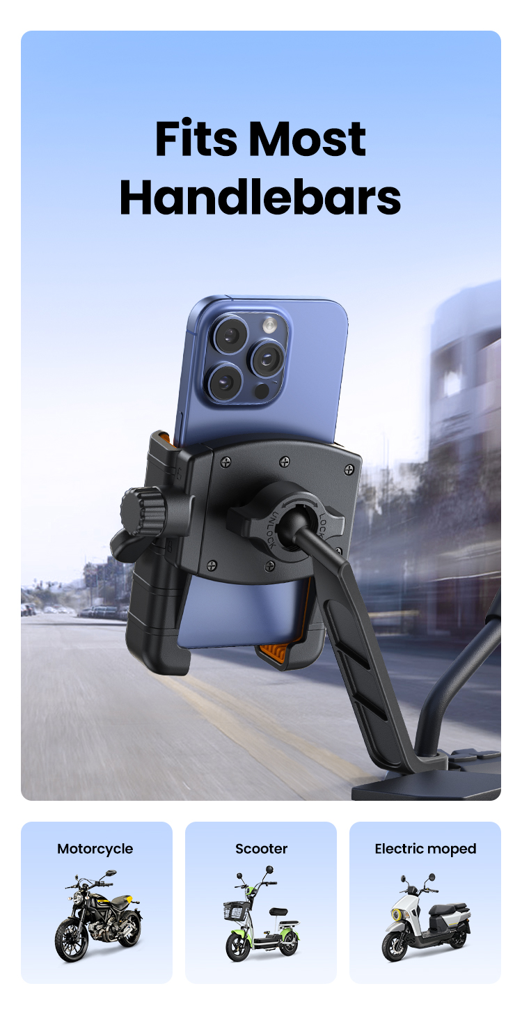 Secure Waterproof Bike Scooter Mirror Mount Holder for iPhone 13 PRO (sku 58721)