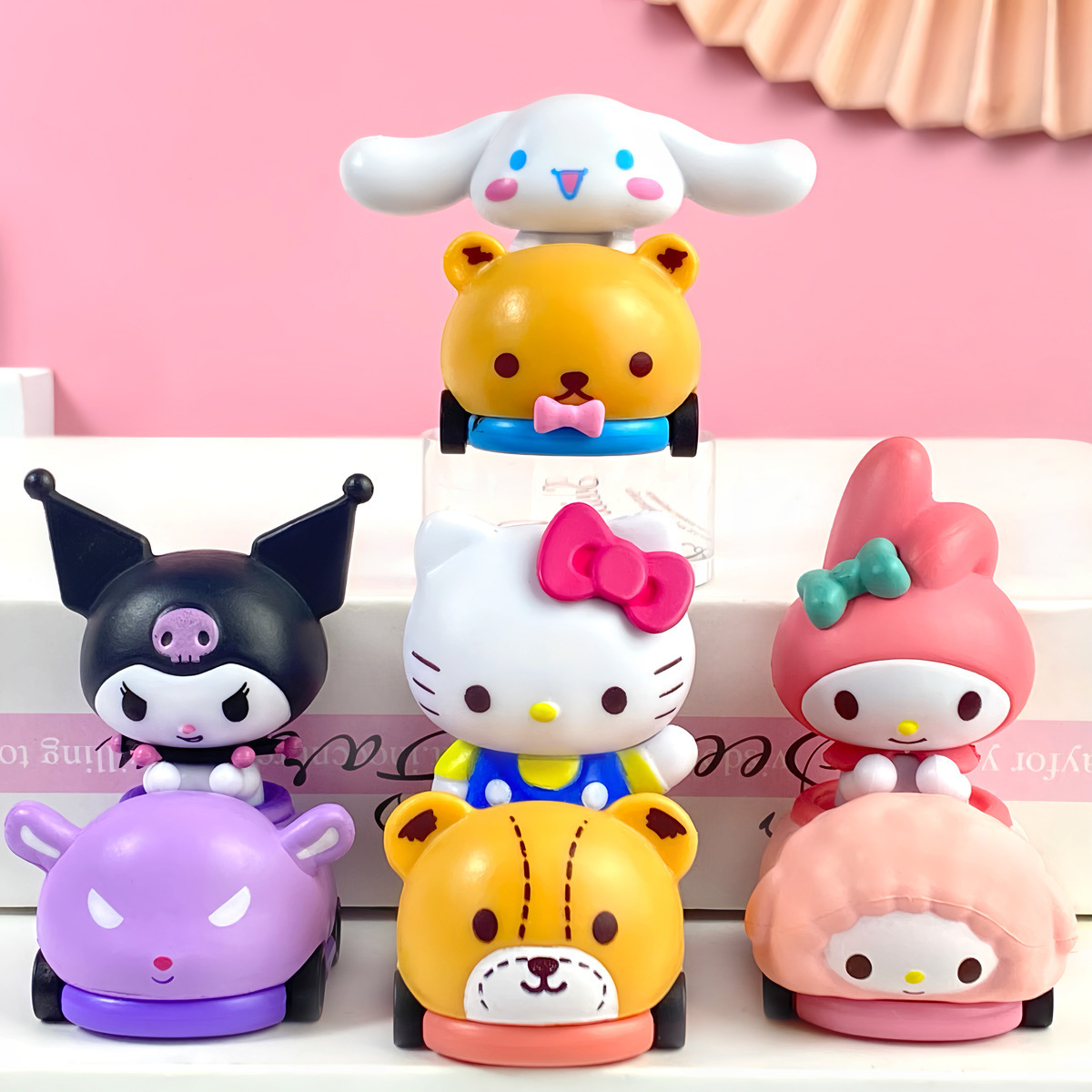 4Pcs/Set 7cm Anime My Melody Pull Back Racer Car Kuromi Hello Kitty ...