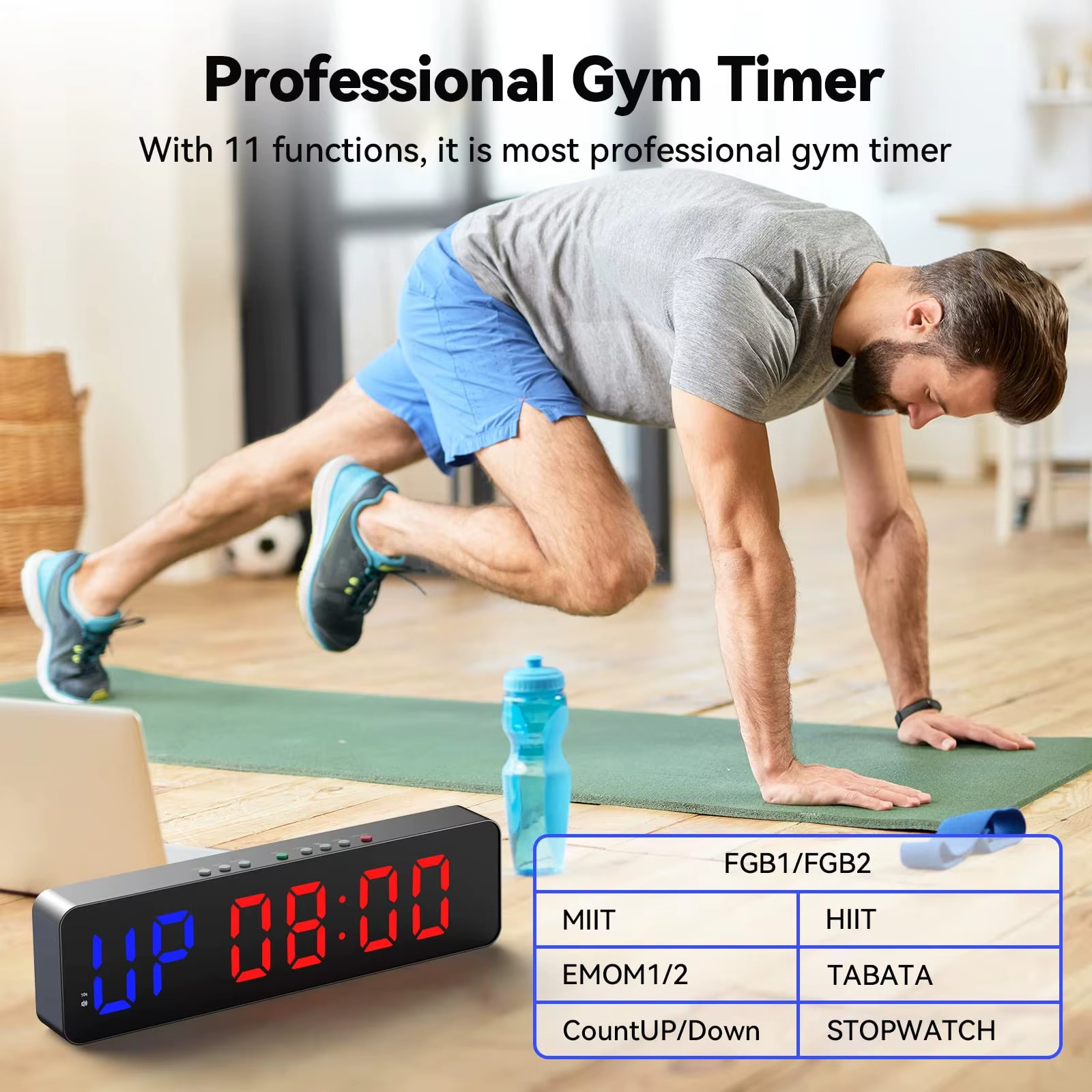 Digital Stopwatch LED Gym Timer Workout Colck Count Down/Up 11.5