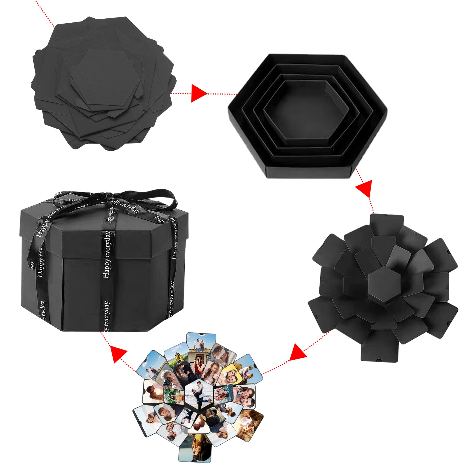 Creative Hexagon Surprise Explosion Box DIY Handmade Scrapbook Photo ...