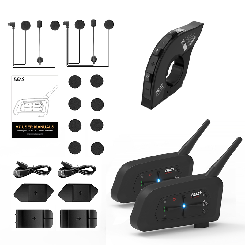 Interfono Bluetooth EJEAS V7 Per Moto: Fino A 7 Rider, 1500m, Riduzione Rumore CVC!