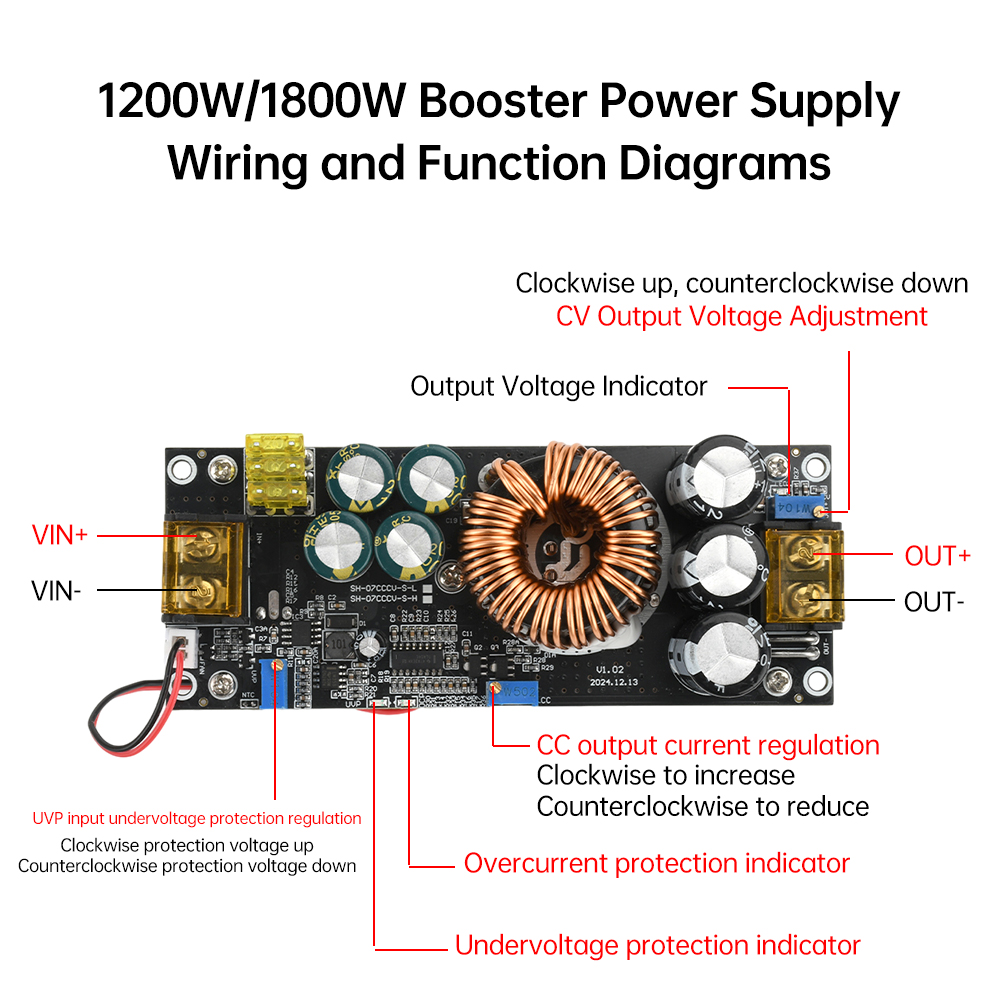 Pcbfun 1800W/1200W/1500W 40A/20A DC-DC Boost Converter Boost Power ...