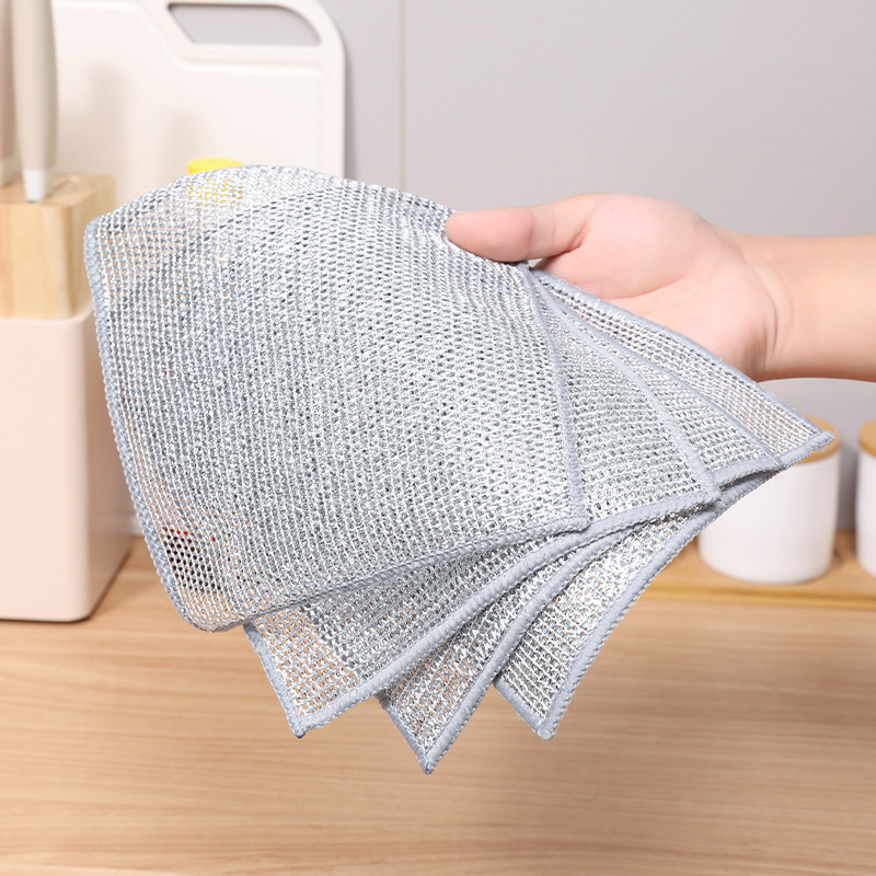 Kitchen Cleaning Cloth Reusable Steel Wire Cleaning Rag Non Stick Oil ...