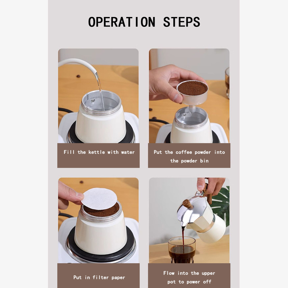 Classic Octagonal Moka Coffee Pot - 150ml & 300ml Aluminum Espresso ...
