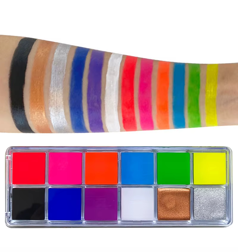 12 Colors UV luminated Face Body Paint Makeup Palette Waterproof Face ...