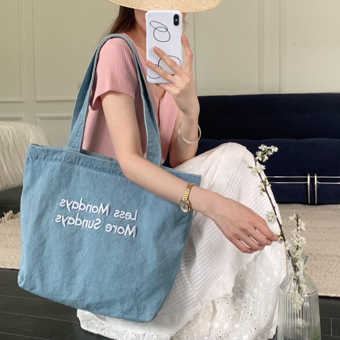[Delivery From Manila] Retro Fashion Canvas Bag, INS Style, Large ...