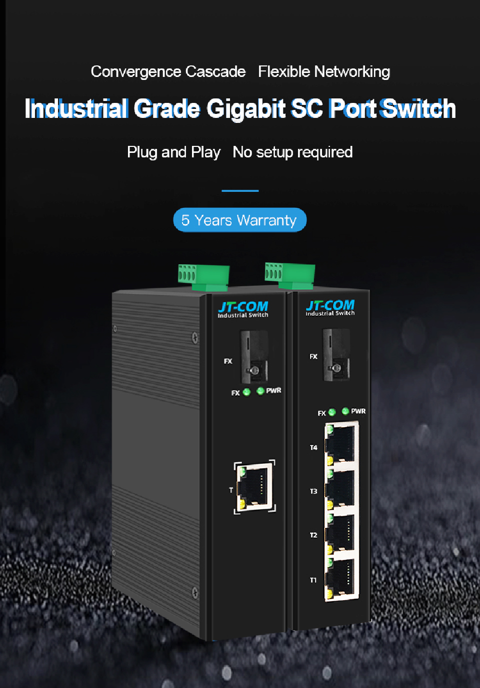 JT-COM Industrial Gigabit Fiber Switch - 1/2/4/8 RJ45 Ports With SC ...