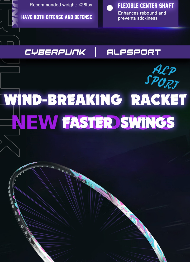 ALPSPORT SBPK Cyberpunk Full Carbon Fiber Speed Badminton Racket ...