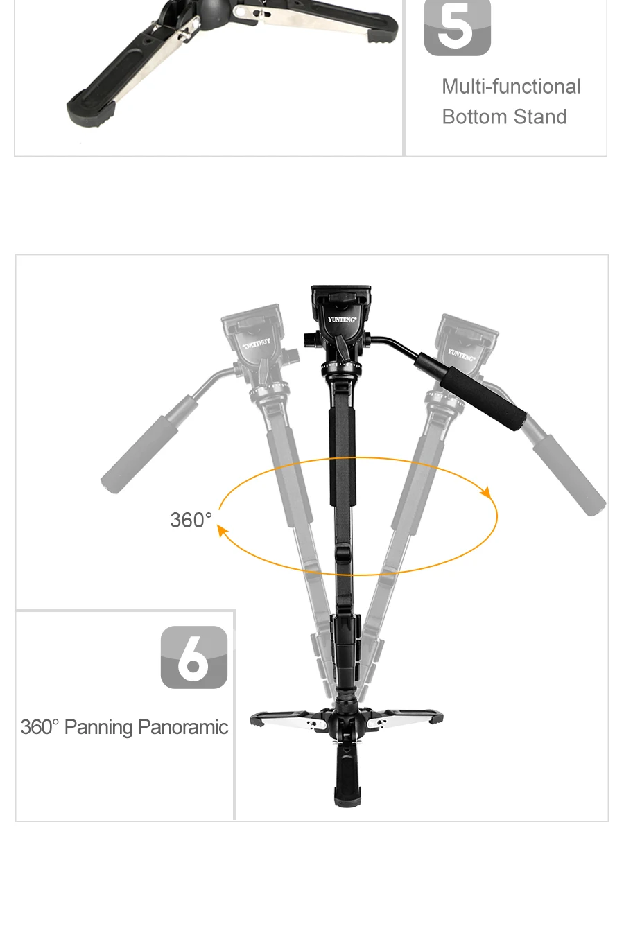 Yunteng VCT-288 Camera Monopod Fluid Pan Head Unipod Holder For Canon Nikon And All DSLR With 1/4" Mount - 44 - View #10